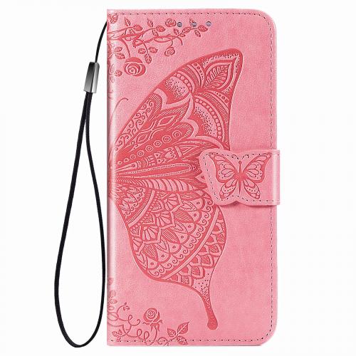 Samsung Galaxy S22 hoesje - Bookcase - Pasjeshouder - Portemonnee - Vlinderpatroon - Kunstleer - Roze