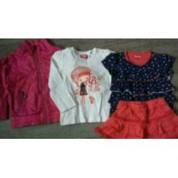 Set meisjes kleding maat 86: jasje, rok, 2 shirts en top