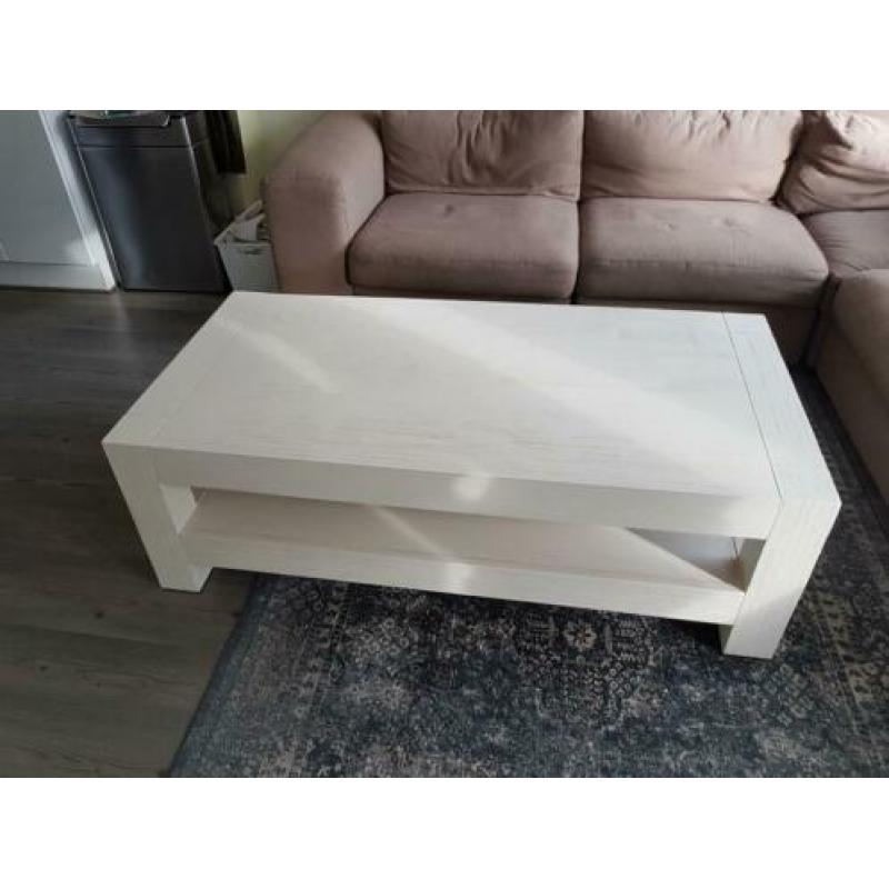 Wit massief hout salontafel