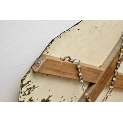 Antieke art deco metalochroom ovale spiegel facet geslepen