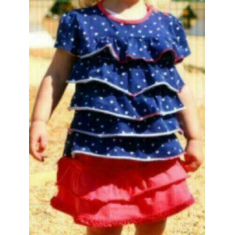 Set meisjes kleding maat 86: jasje, rok, 2 shirts en top