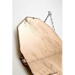 Antieke art deco metalochroom ovale spiegel facet geslepen