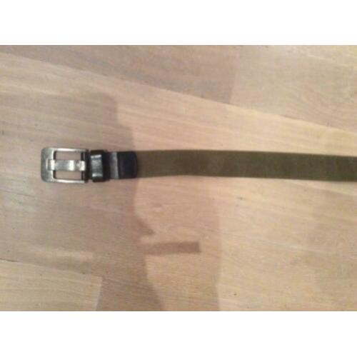 Nieuwe canvas leren legergroene riem maat 90 cm