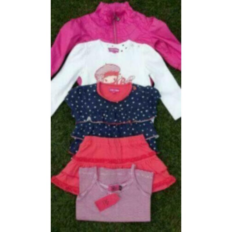 Set meisjes kleding maat 86: jasje, rok, 2 shirts en top