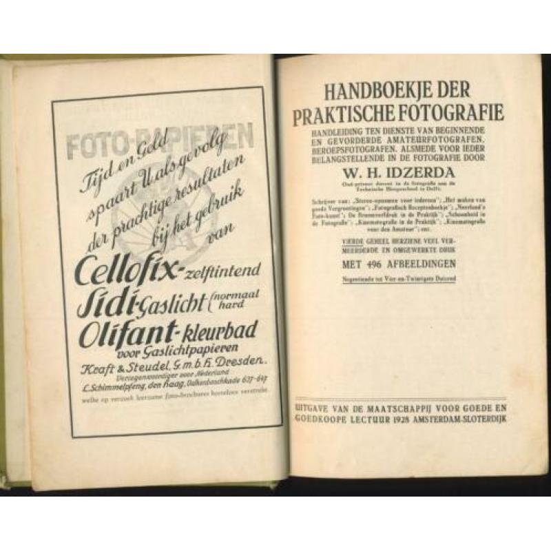 Handboekje der praktische fotografie; W.Idzerda; 1928