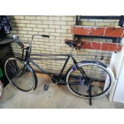 Gazelle herenfiets zwart, opafiets met rek