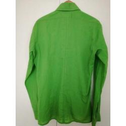 knalgroen vintage heren overhemd met grote punten maat M