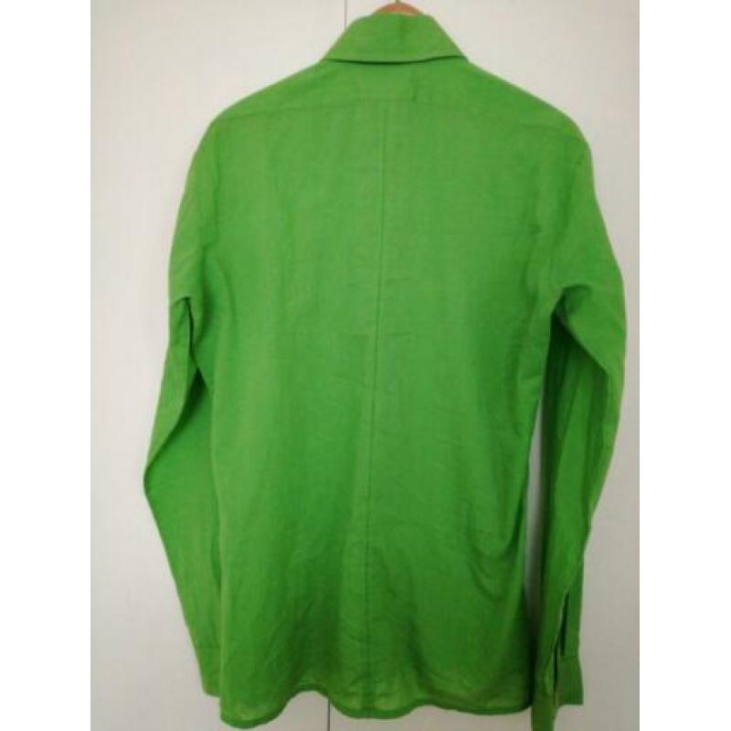 knalgroen vintage heren overhemd met grote punten maat M