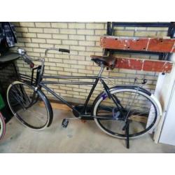 Gazelle herenfiets zwart, opafiets met rek