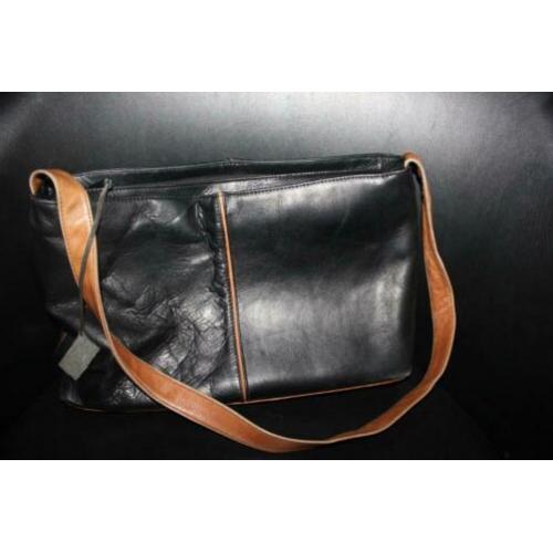 zwarte bruine vintage handtas leren damestas
