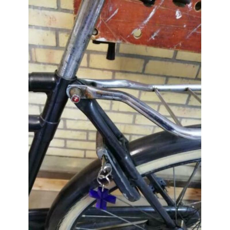 Gazelle herenfiets zwart, opafiets met rek