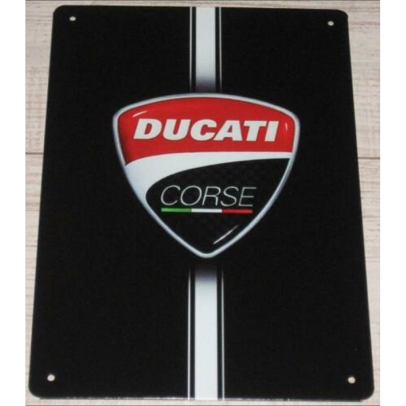 DUCATI - Motorsport : Metalen Bord Black - DUCATI Corse Logo