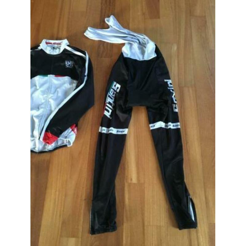 Wielerkleding, Santini winterset, Bib Broek, Fleece, maat XL