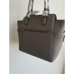NIEUW: mooie grijze echt leren totebag