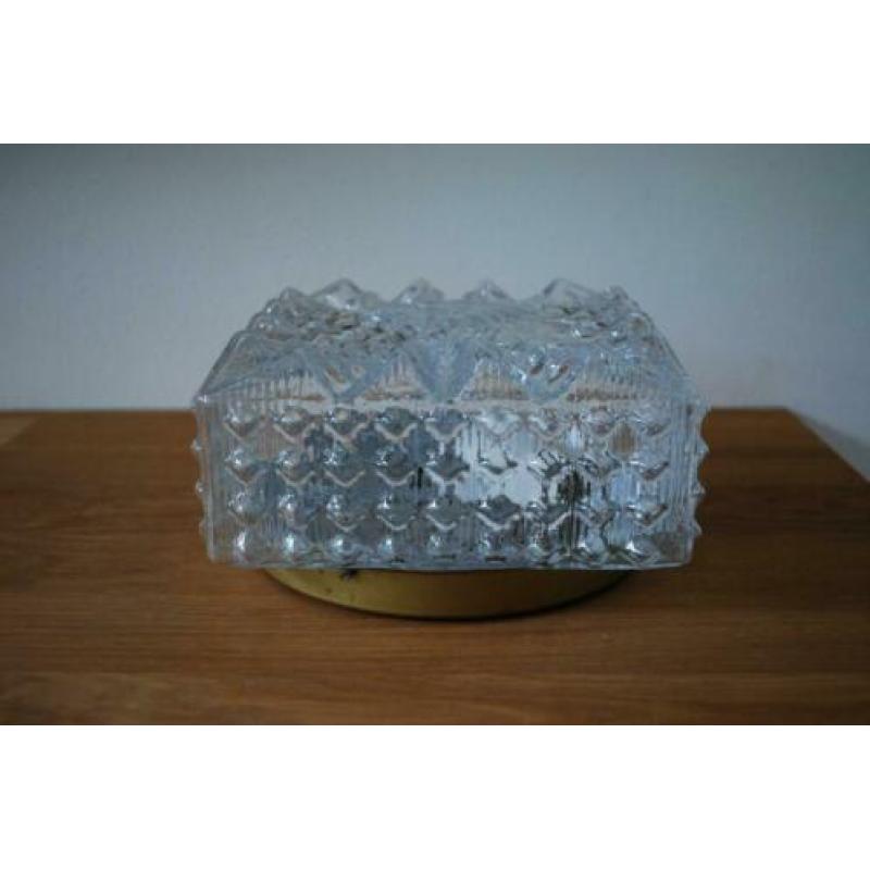 Vintage glazen plafonnière vierkant