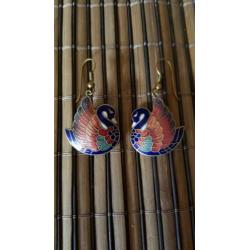 Vintage emaille oorbellen