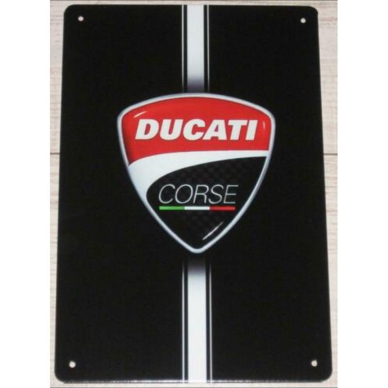 DUCATI - Motorsport : Metalen Bord Black - DUCATI Corse Logo