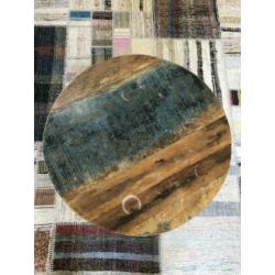 Salontafel hairpin rvs zwerfhout groen blauw