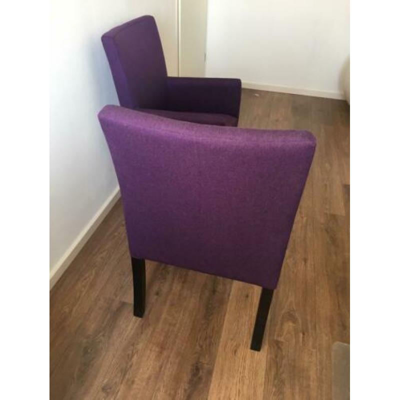 2 paarse stoelen (massief)