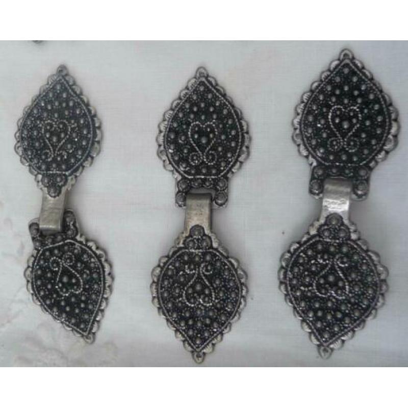 3 Originele Noorse Tin Gesp Sluitingen Vest klederdracht