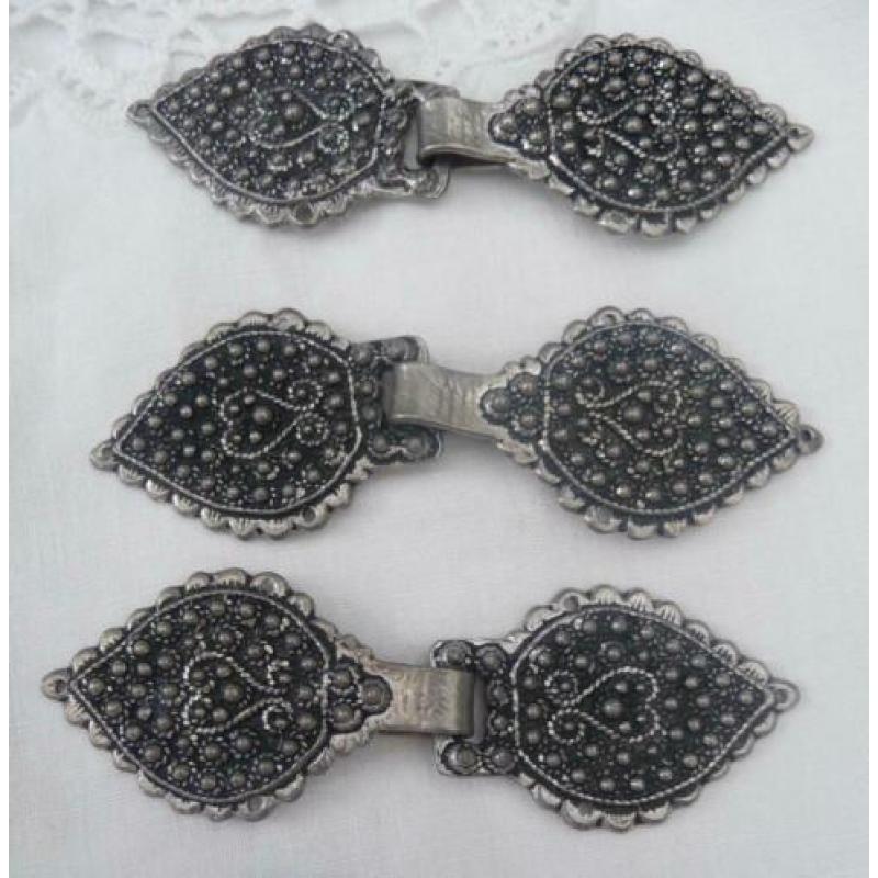 3 Originele Noorse Tin Gesp Sluitingen Vest klederdracht