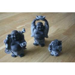 3 boeddha's op een rijtje 19 x 6 x 6 cm