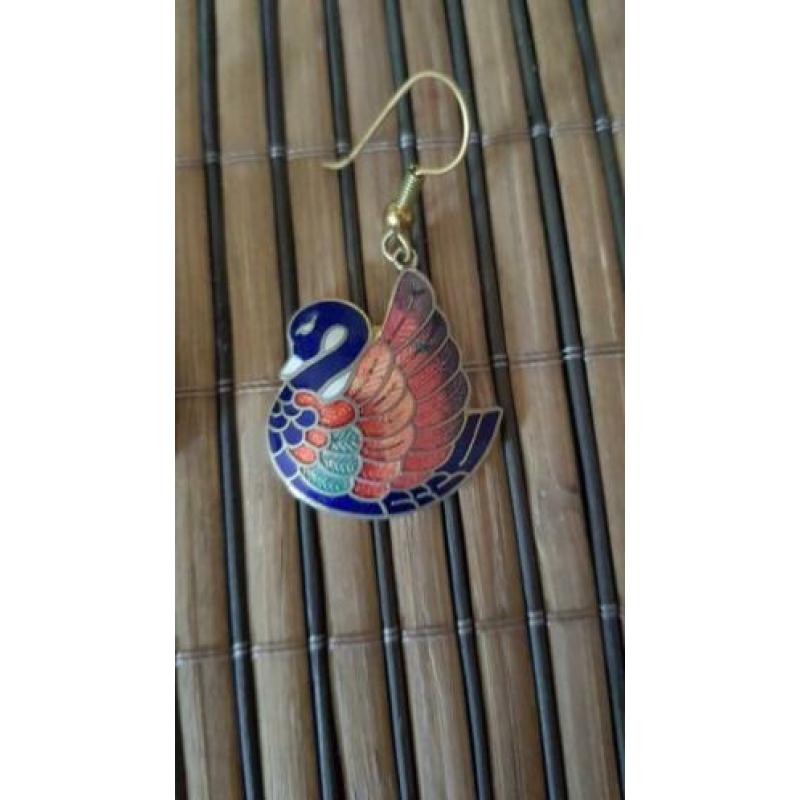 Vintage emaille oorbellen