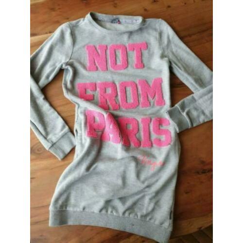 Nette meisjes vingino grijs roze neon sweater jurk mt 12-152
