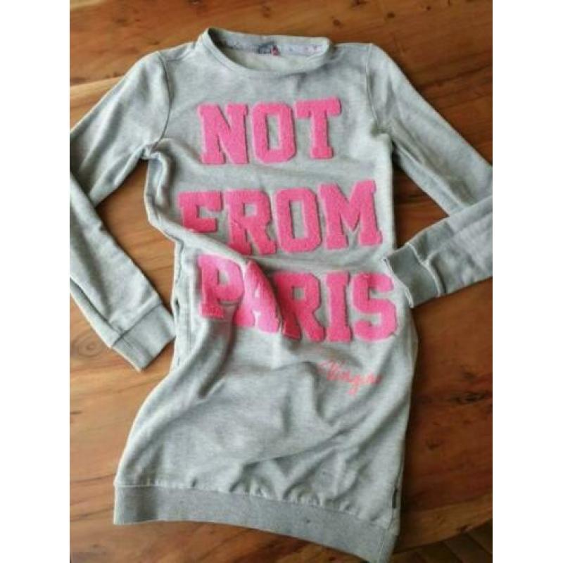 Nette meisjes vingino grijs roze neon sweater jurk mt 12-152
