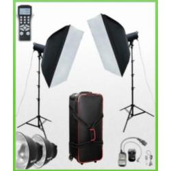 Studioflitsset visostar lcd pro softbox/paraplu kit2,
