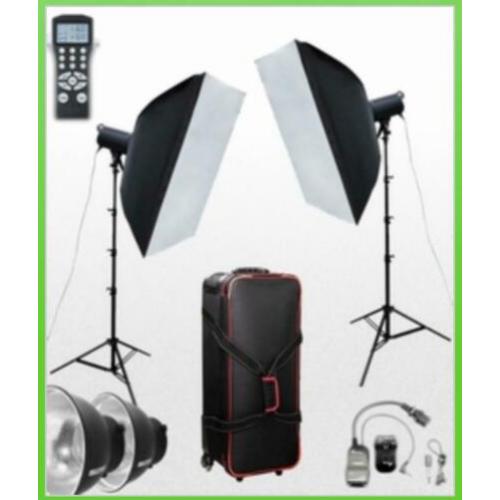 Studioflitsset visostar lcd pro softbox/paraplu kit2,