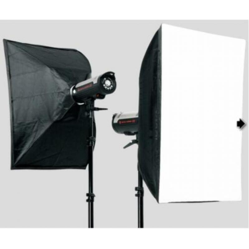 Studioflitsset visostar lcd pro softbox/paraplu kit2,