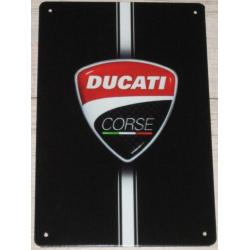 DUCATI - Motorsport : Metalen Bord Black - DUCATI Corse Logo
