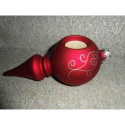 Diep-rood ornament van PartyLite, kan waxinelichtje in en in