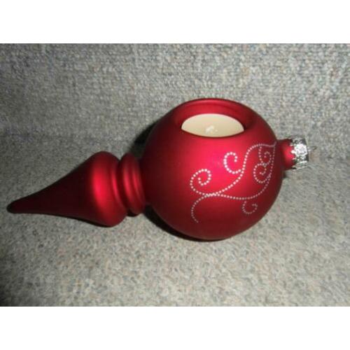 Diep-rood ornament van PartyLite, kan waxinelichtje in en in