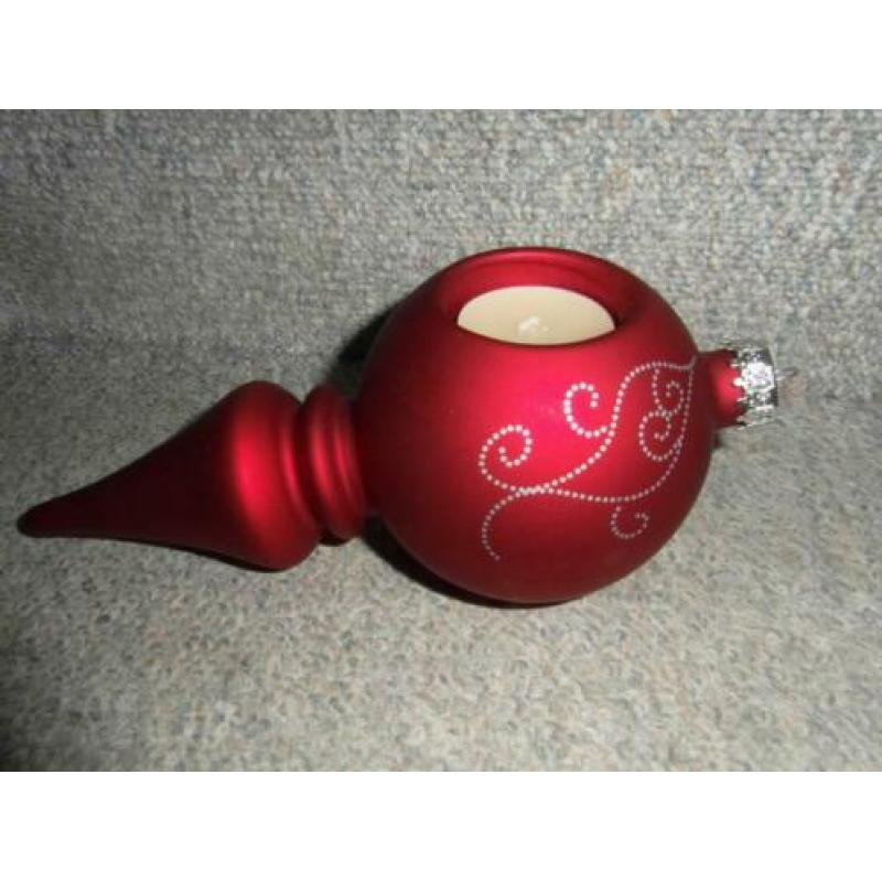 Diep-rood ornament van PartyLite, kan waxinelichtje in en in