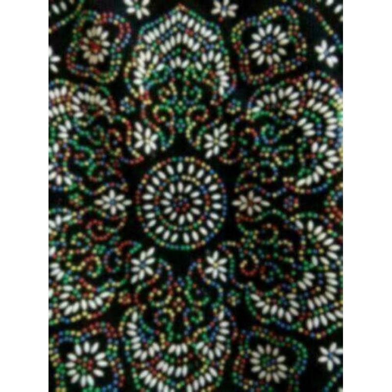 Super leuke retro vintage tas shopper zwarte rib kraaltjes