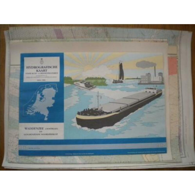 zeekaarten hydrografie vintage vaarkaarten Noordzee en Wadd.