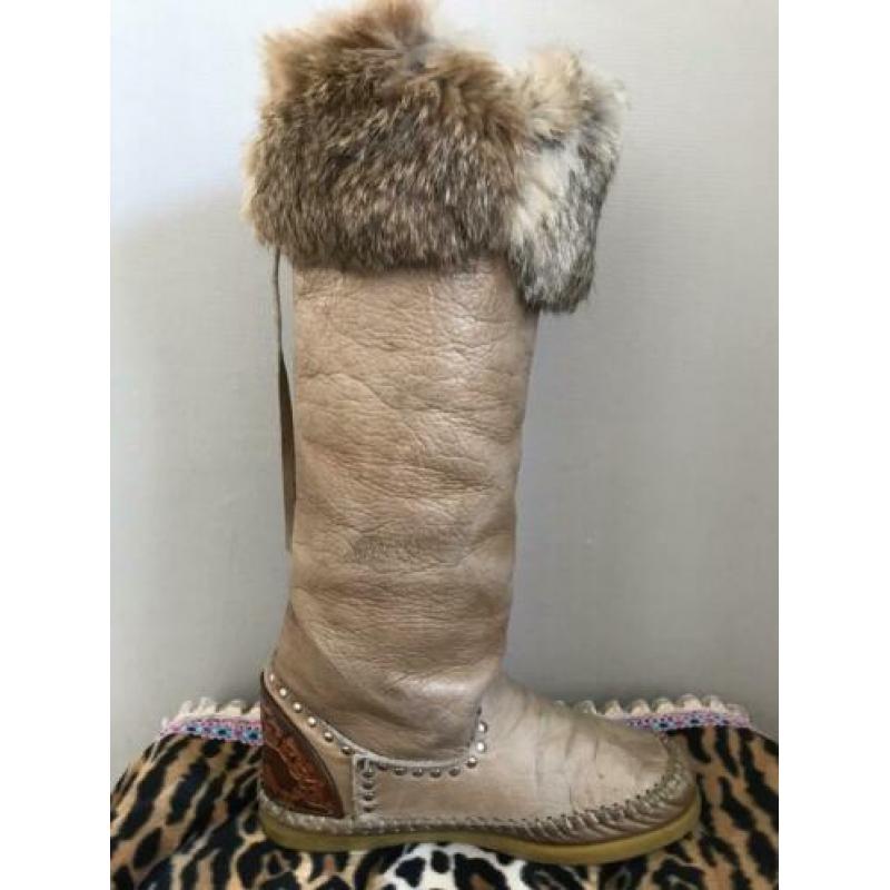 LdiR hoge Ibiza laarsjes ?? 38 camel kleur bont studs leer
