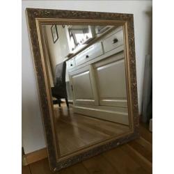 gouden brocante houten spiegel met bloemenranden