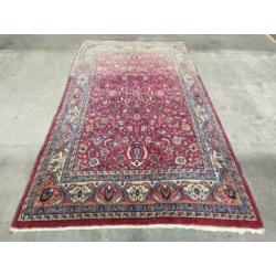 Handgeknoopt Perzisch wol tapijt Mashad Iran pink 249x375cm