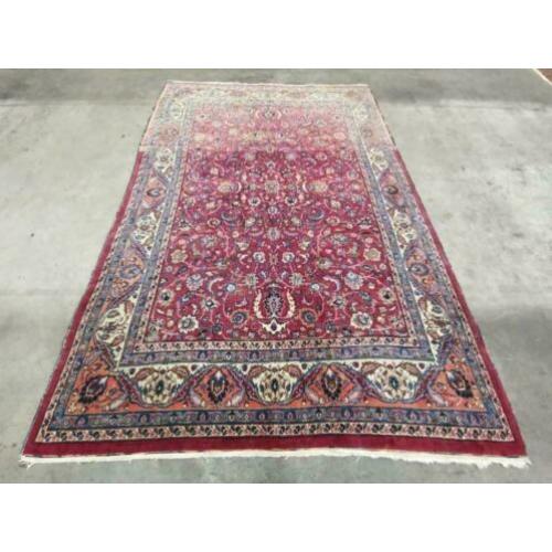 Handgeknoopt Perzisch wol tapijt Mashad Iran pink 249x375cm
