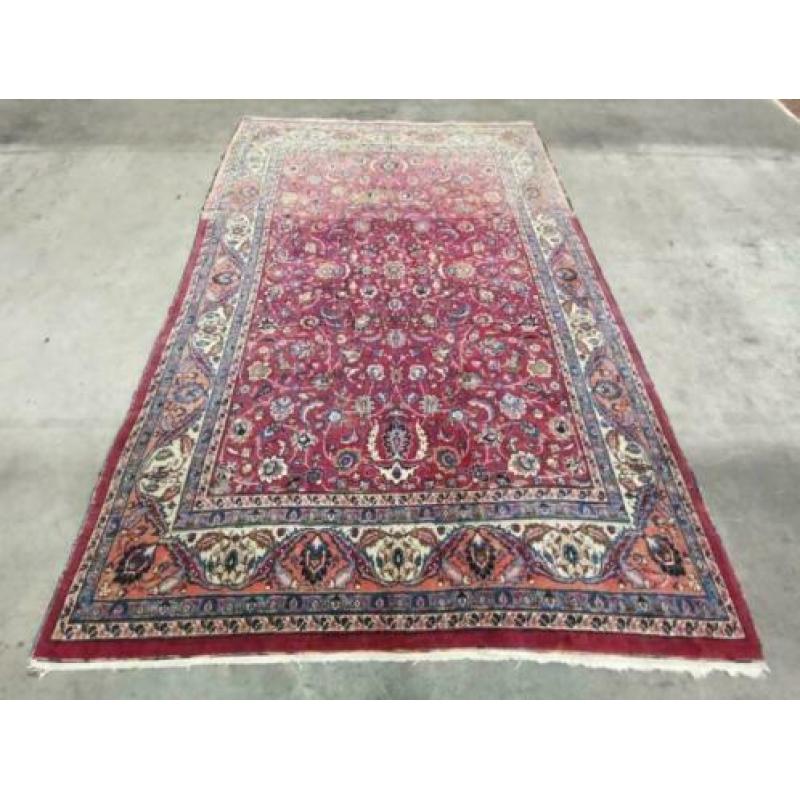 Handgeknoopt Perzisch wol tapijt Mashad Iran pink 249x375cm