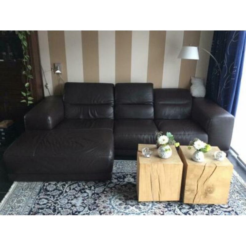 Zeer mooie leren bank met chaises longues