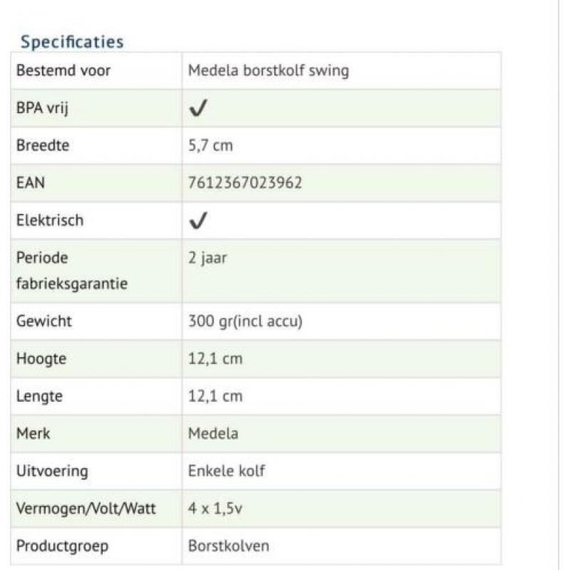 Medela Swing enkele elektrische borstkolf??