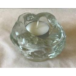 3x snowball, (2x Kosta Boda), glas, waxinelichthouder