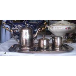 Oude verzillverde koffieset Egoïst , Art Deco, van CLARIDGE