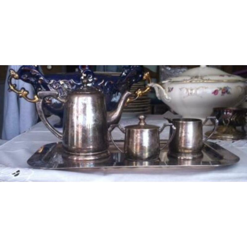 Oude verzillverde koffieset Egoïst , Art Deco, van CLARIDGE
