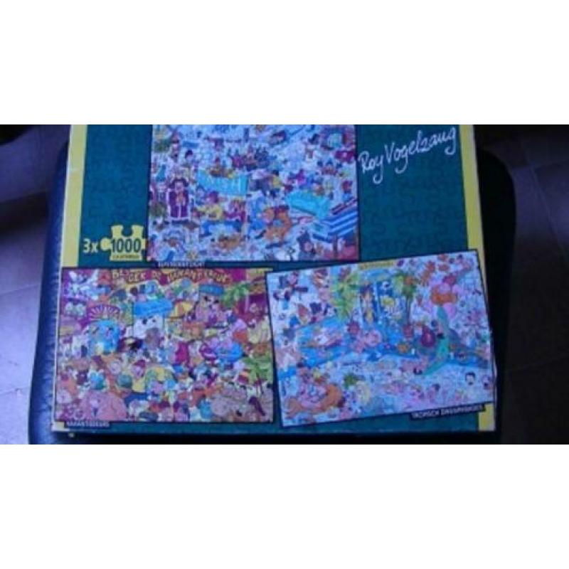 doos met 3 legpuzzels roy vogelzang compleet