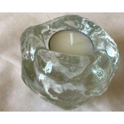 3x snowball, (2x Kosta Boda), glas, waxinelichthouder